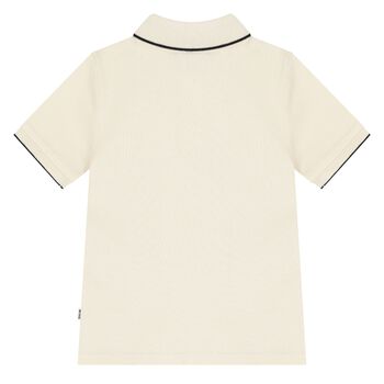 Younger Boys Beige Logo Polo Shirt