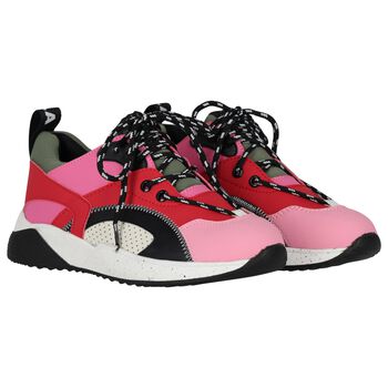 Girls Pink Faux Leather Trainers