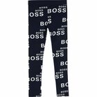 Girls Navy Logo Leggings, 1, hi-res