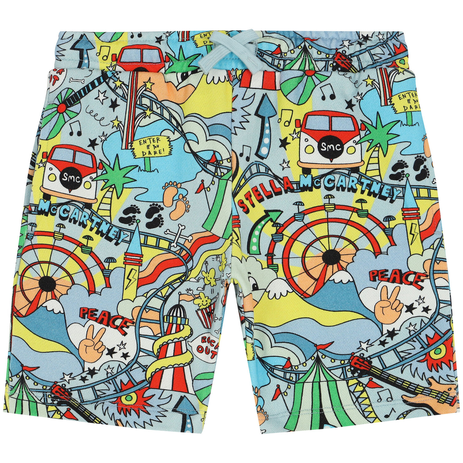 Boys Blue Logo Shorts, 1, hi-res