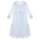 Girls Blue Tulle & Lace Dress, 1, hi-res