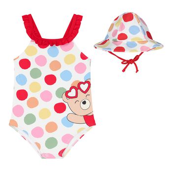 Baby Girls Multi-Coloured Swimsuit & Hat Set