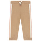 Younger Girls Pink & Beige Knitted Logo Tracksuit, 1, hi-res
