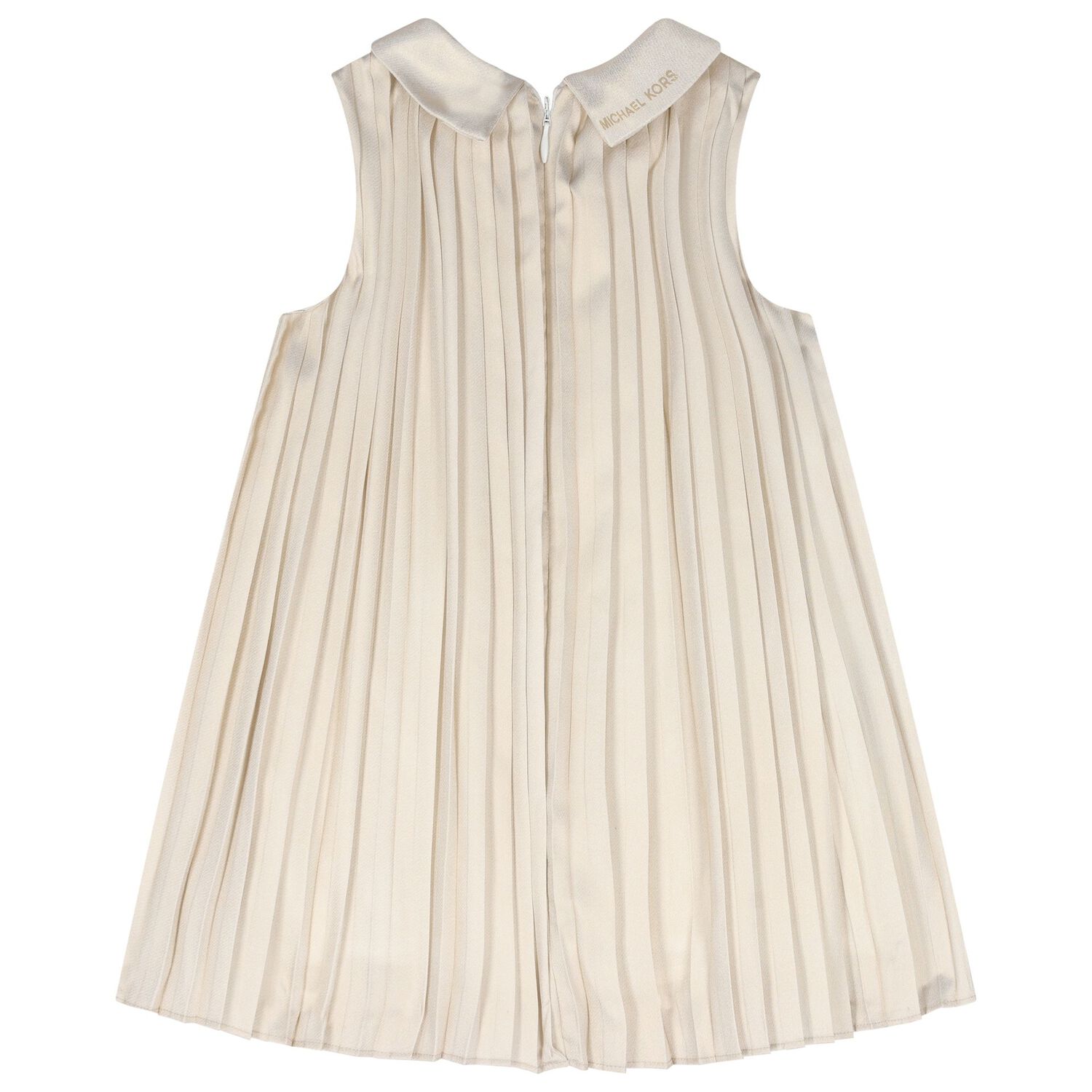 Younger Girls Gold Pleated Dress, 2, hi-res