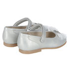 Younger Girls Silver Bow Ballerina Shoes, 3, hi-res