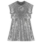 Girls Silver Sequin Dress, 1, hi-res