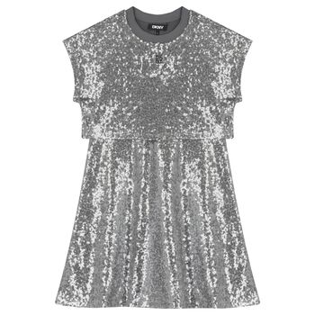 Girls Silver Sequin Dress