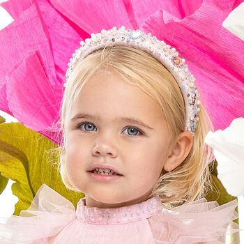Girls Pink Flower Sequin Headband