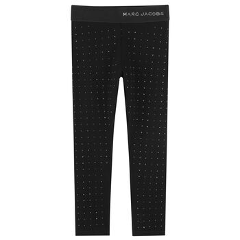 Girls Black Rhinestones Leggings