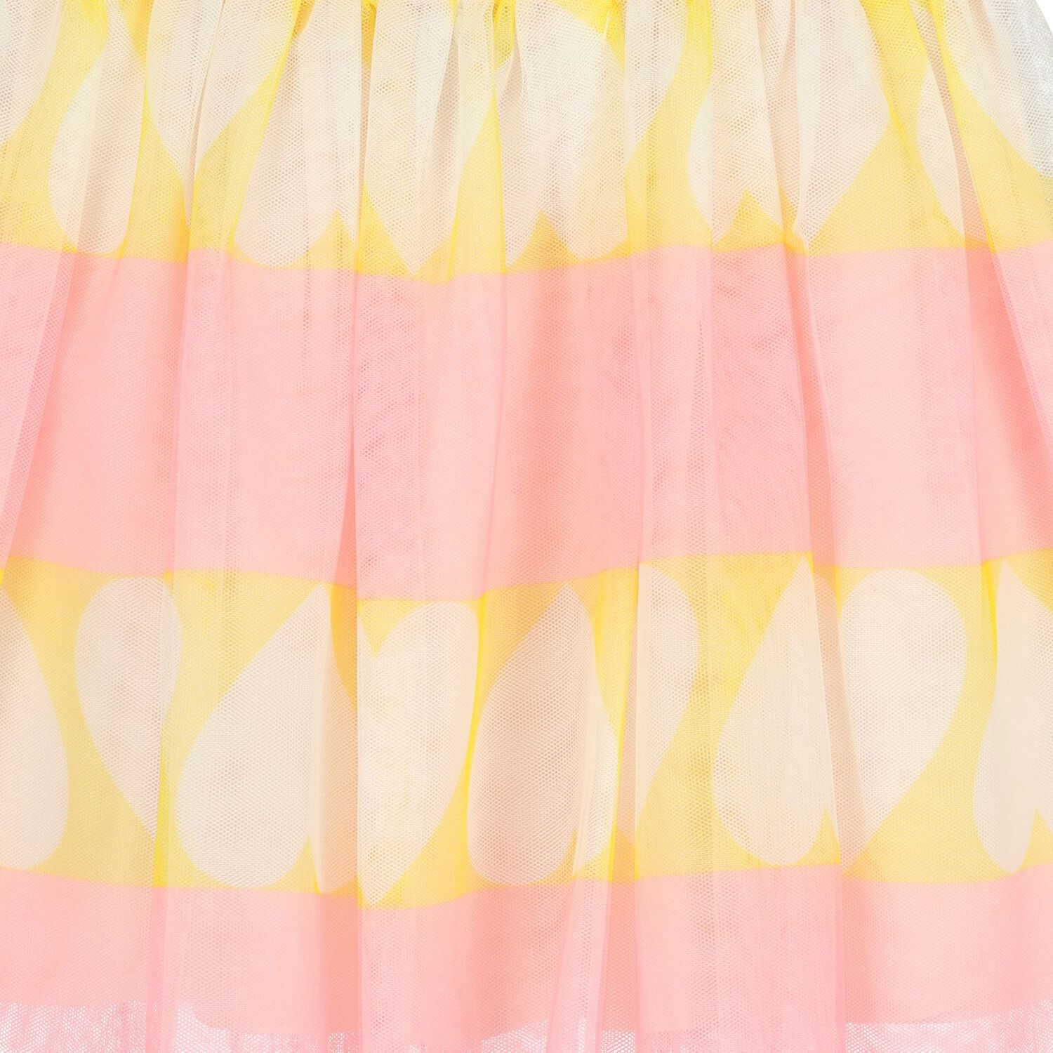 Girls Pink & Yellow Stripe Tulle Skirt , 1, hi-res