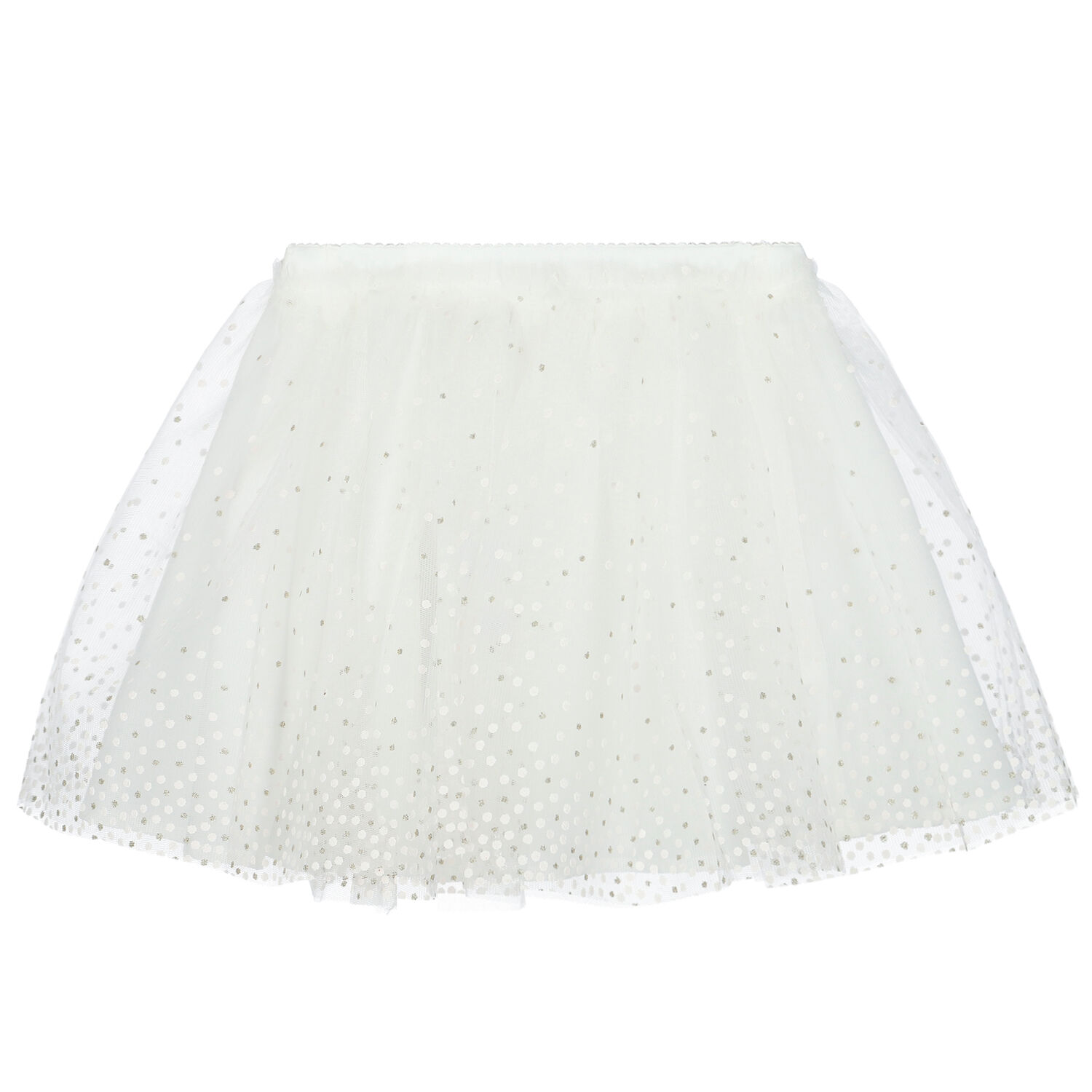 Girls White Tulle Skirt, 1, hi-res