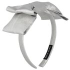 Girls Silver Bow Headband, 1, hi-res