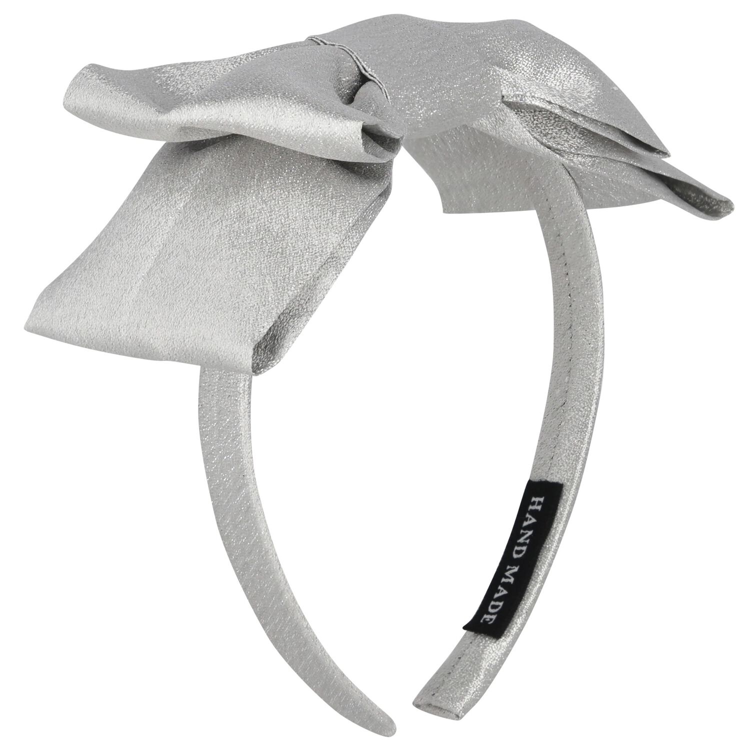 Girls Silver Bow Headband, 1, hi-res