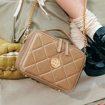 Girls Beige Quilted Handbag