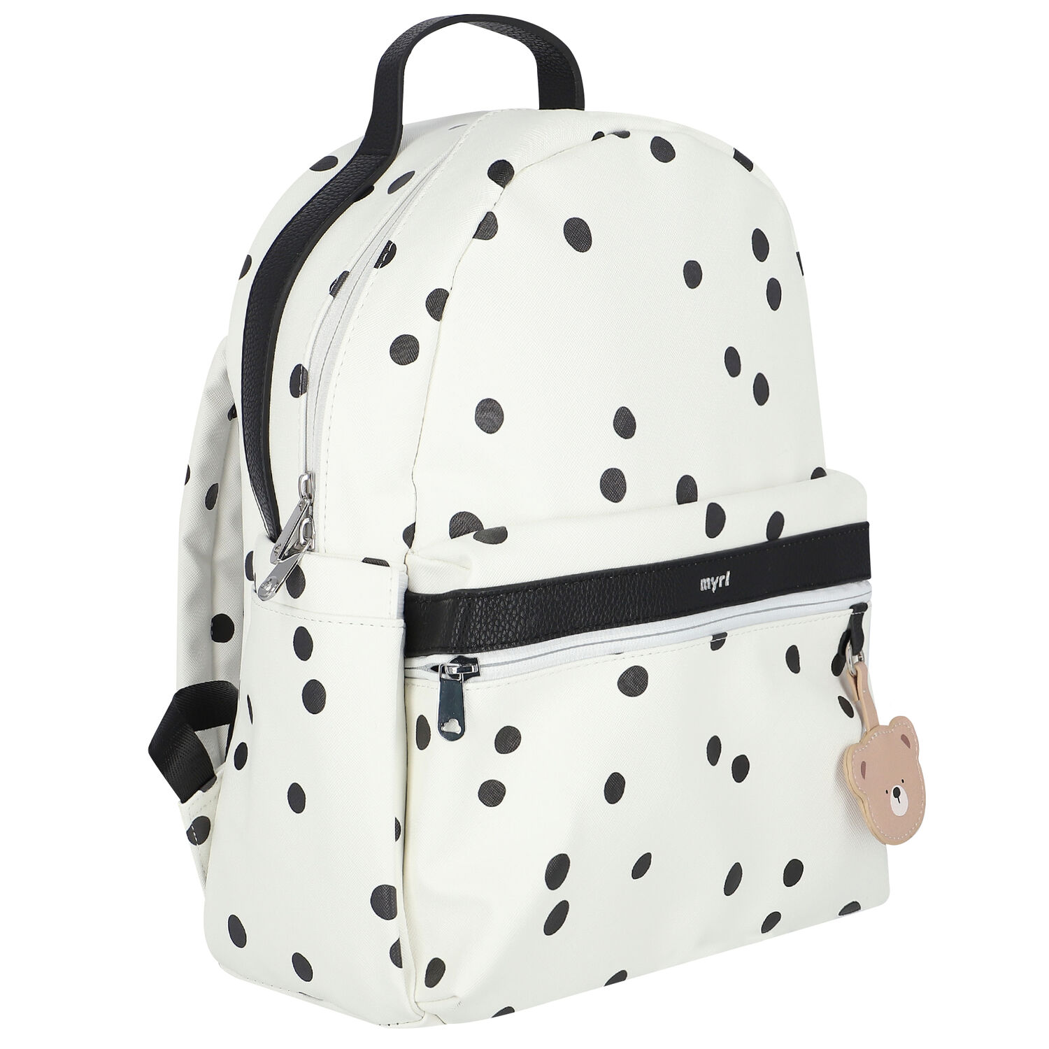 Ivory & Black Spotted Changing Backpack, 1, hi-res