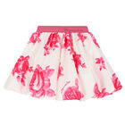 Girls Ivory & Pink Floral Skirt, 1, hi-res