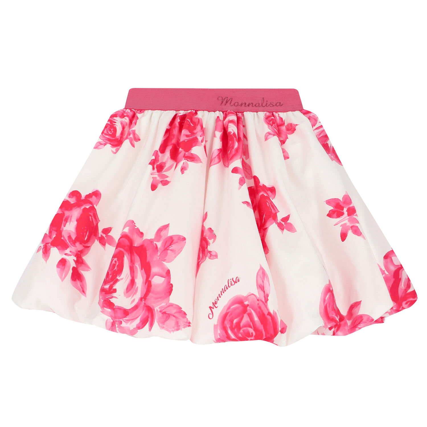 Girls Ivory & Pink Floral Skirt, 1, hi-res
