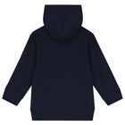 Boys Navy Blue & White Logo Hooded Top, 1, hi-res