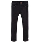 Girls Black Stretch Jeans Style Trousers, 1, hi-res
