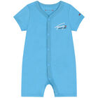 Baby Boys Blue Logo Romper, 1, hi-res