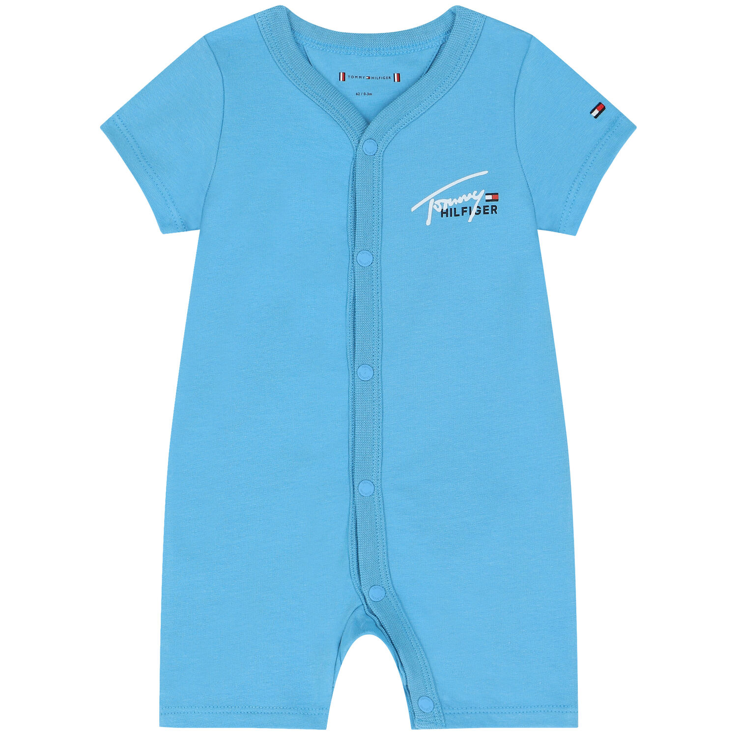 Baby Boys Blue Logo Romper, 1, hi-res