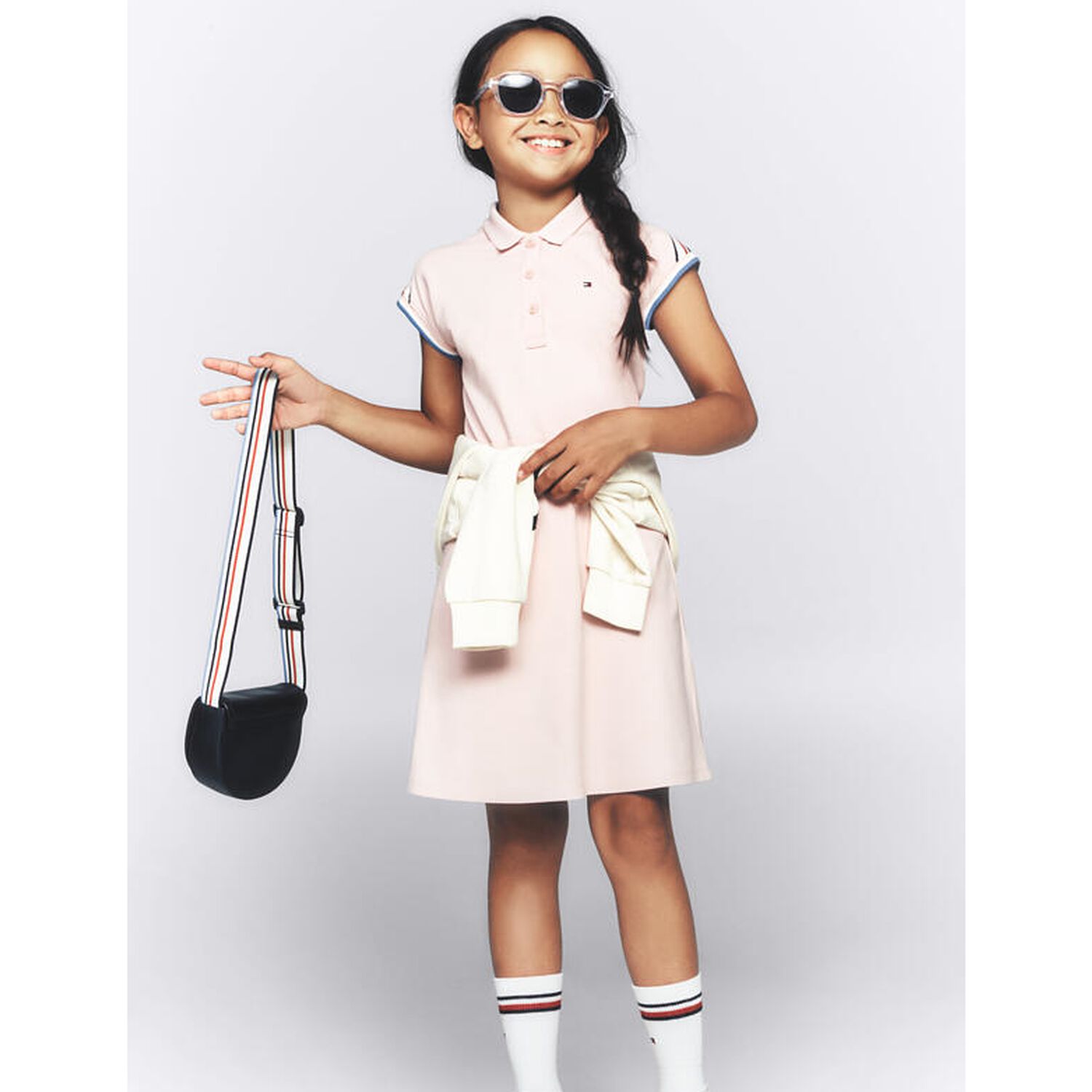 Girls Pink Logo Polo Dress, 2, hi-res image number null