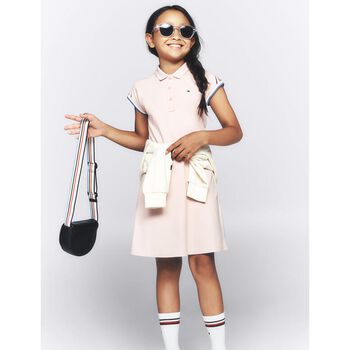 Girls Pink Logo Polo Dress