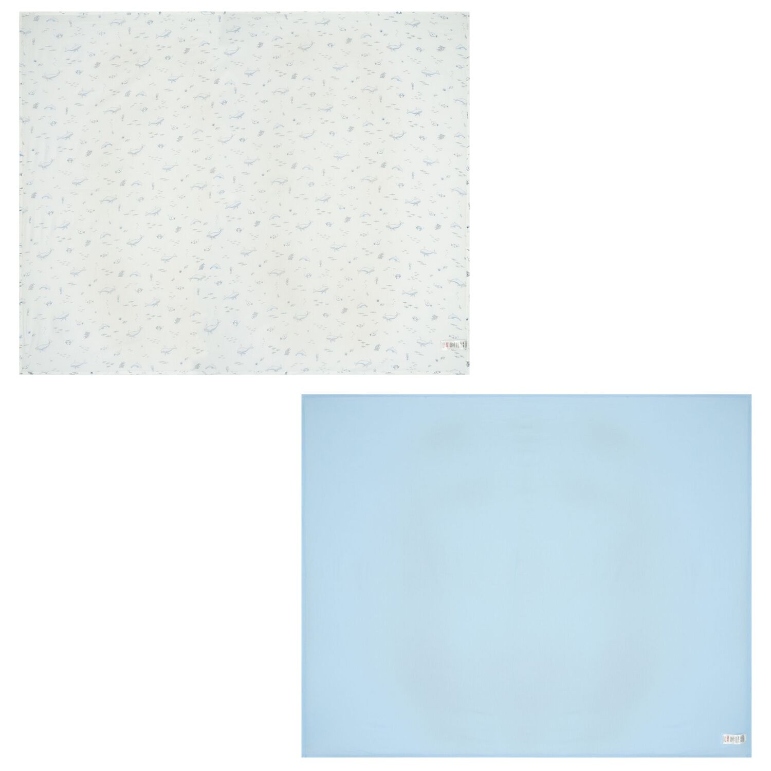 Baby Boys White & Blue Marine Animals Muslins ( 2-Pack ), 1, hi-res image number null