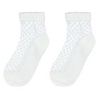 Girls White Tulle Socks, 1, hi-res