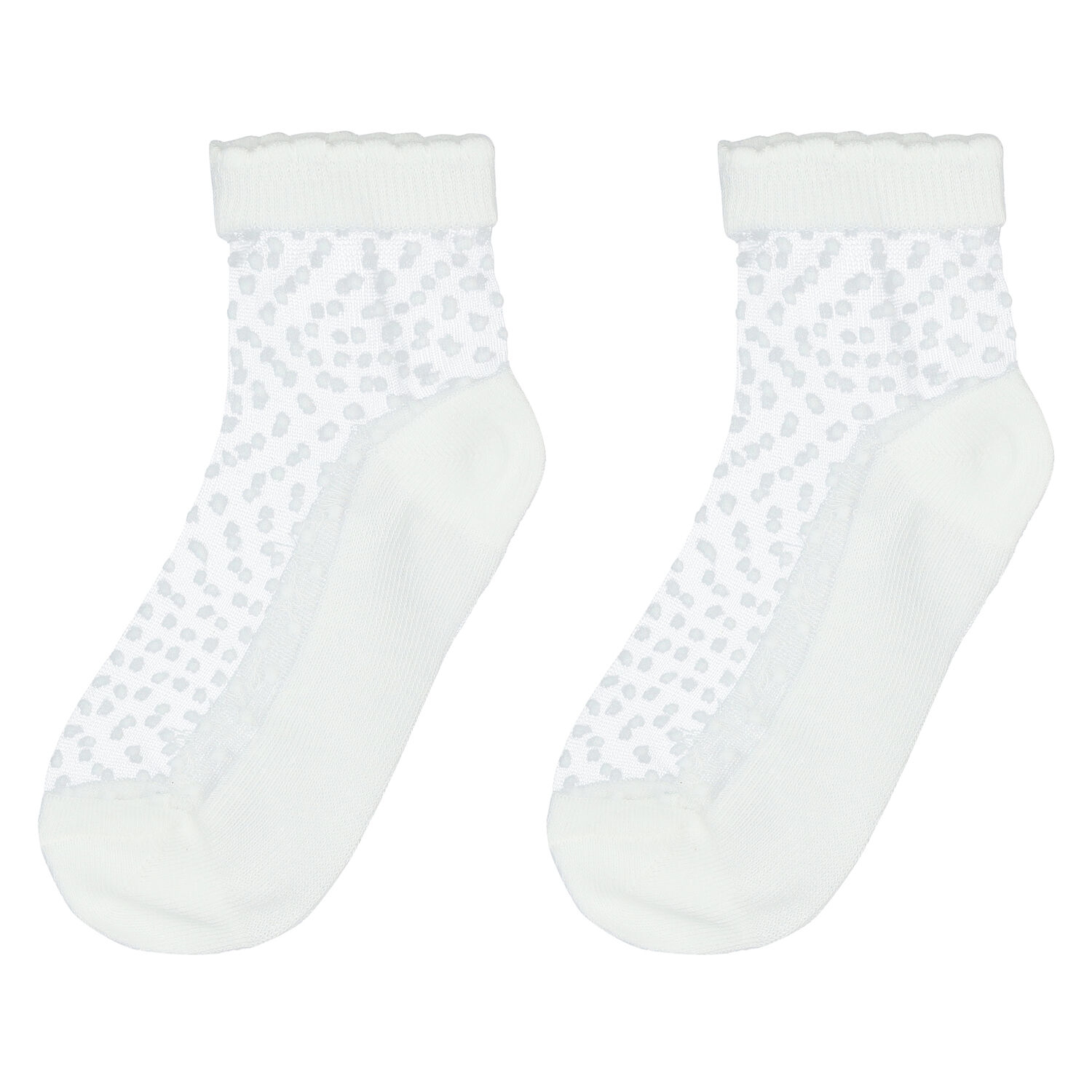 Girls White Tulle Socks, 1, hi-res