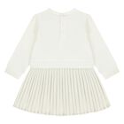 Younger Girls Ivory & Gold Pleated Dress, 1, hi-res