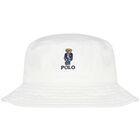 Boys White Polo Bear Hat, 1, hi-res