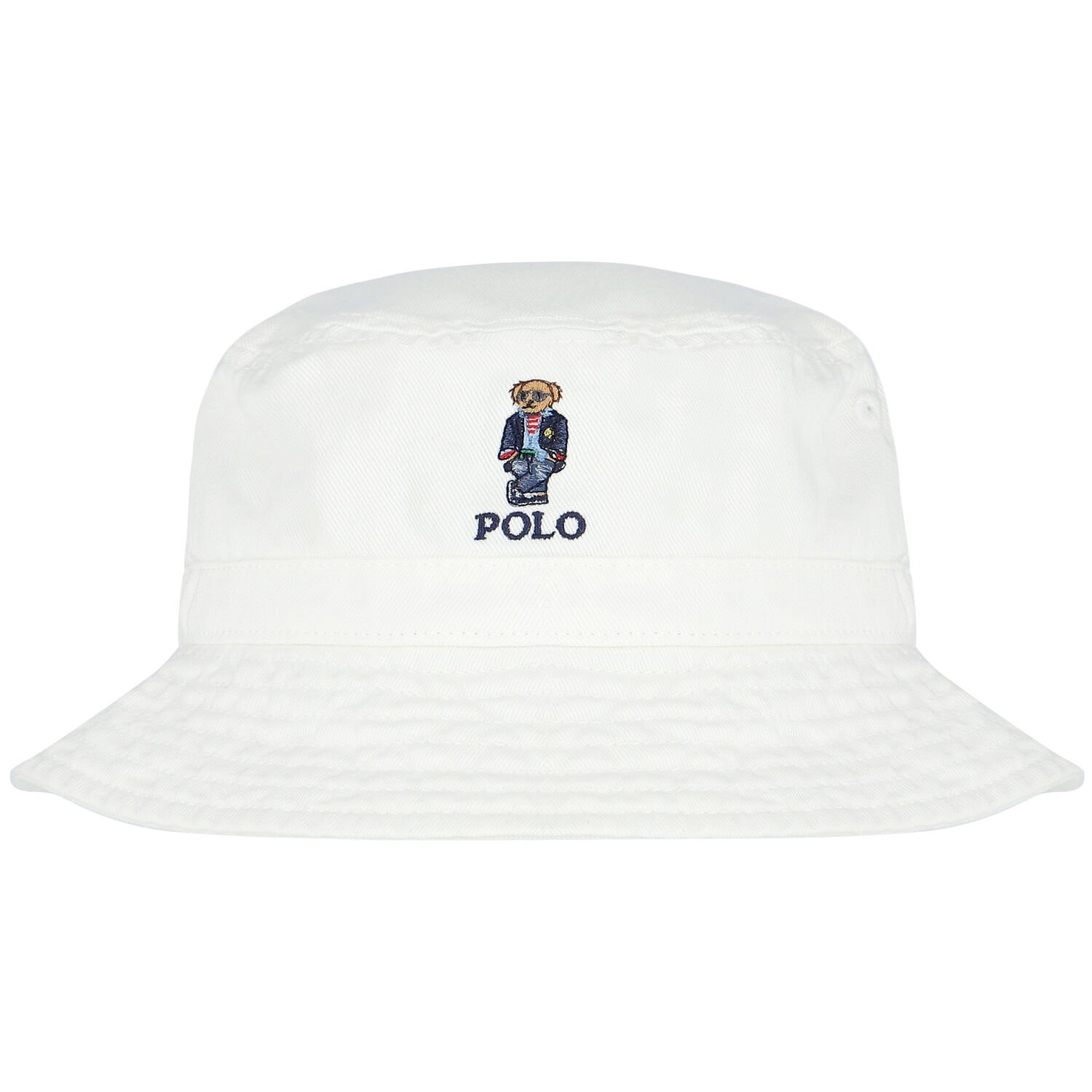 Boys White Polo Bear Hat, 1, hi-res