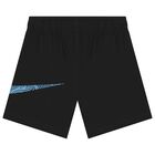 Boys Black Logo Shorts Set, 1, hi-res