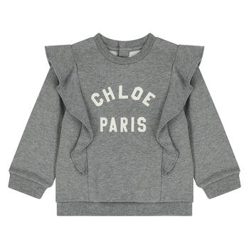 Younger Girls Grey Logo Ruffle Sweatshirt