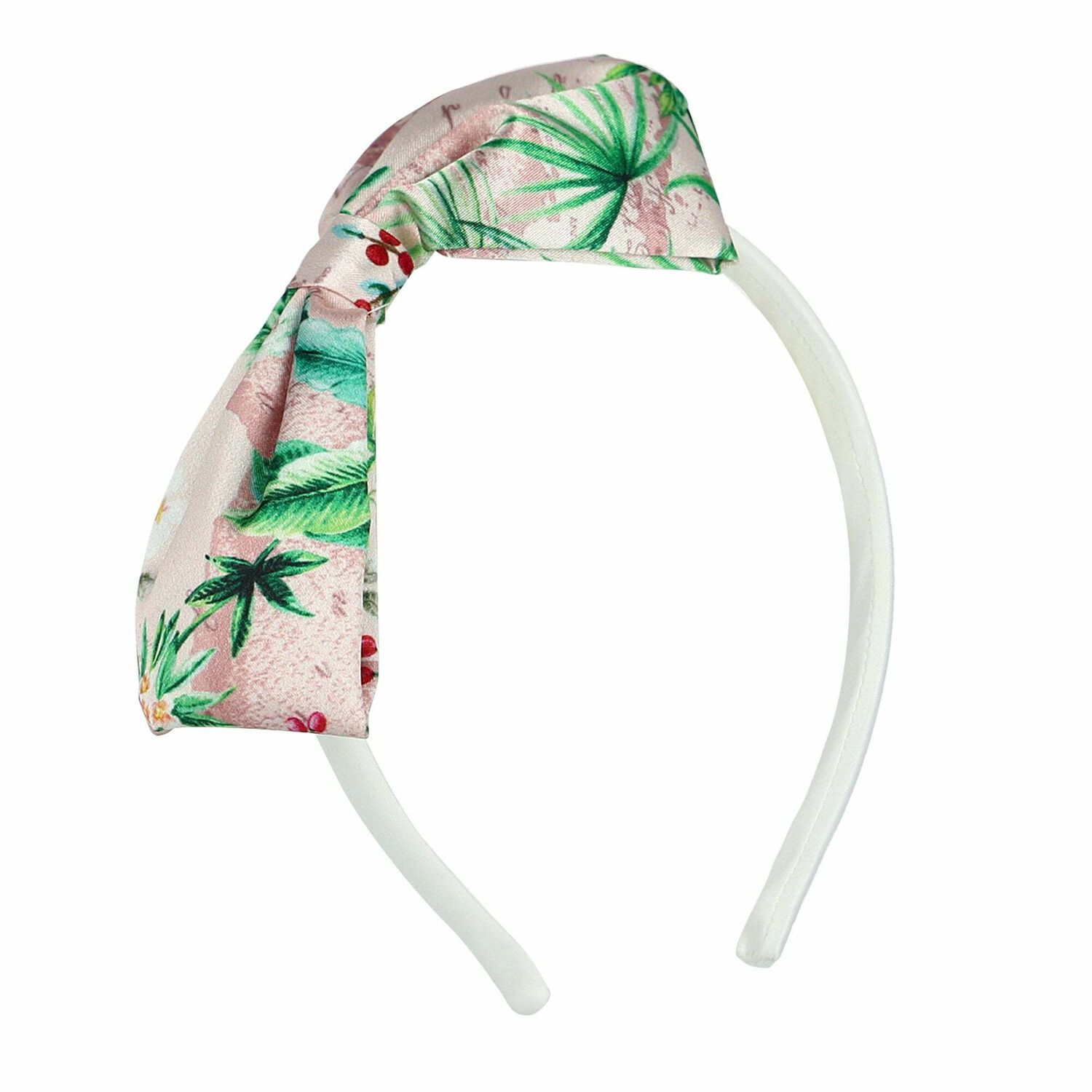 Girls Pink Satin Floral Headband, 1, hi-res