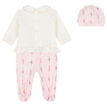 Baby Girls Ivory & Pink Carousel Babygrow Gift Set