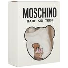 Younger Girls White Teddy Bear Ruffled Dress, 1, hi-res