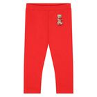Younger Girls Ivory & Red Teddy Bear Leggings Set, 1, hi-res