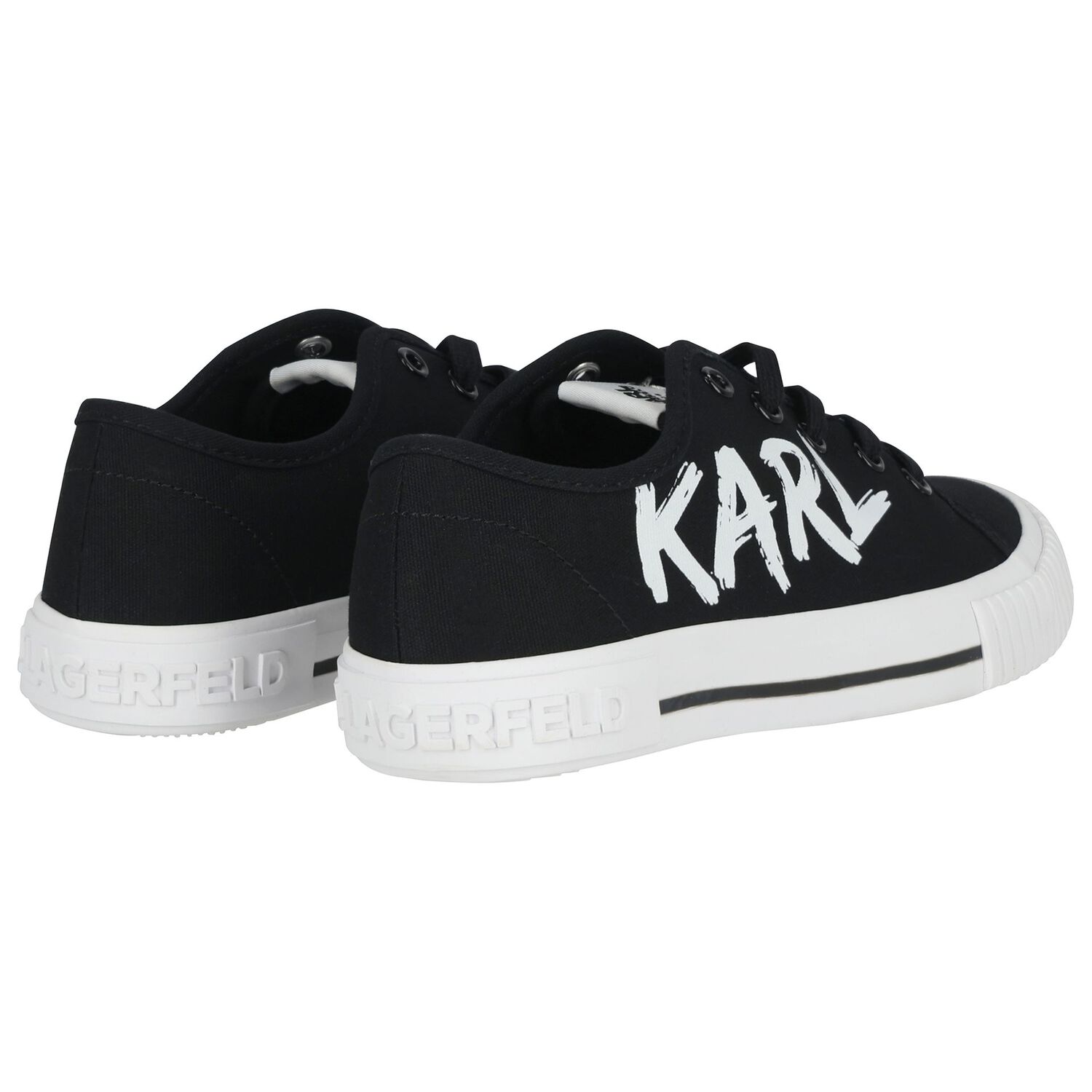 Boys Black & White Logo Trainers, 1, hi-res