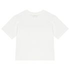 Girls White Logo Rhinestones T-Shirt, 1, hi-res