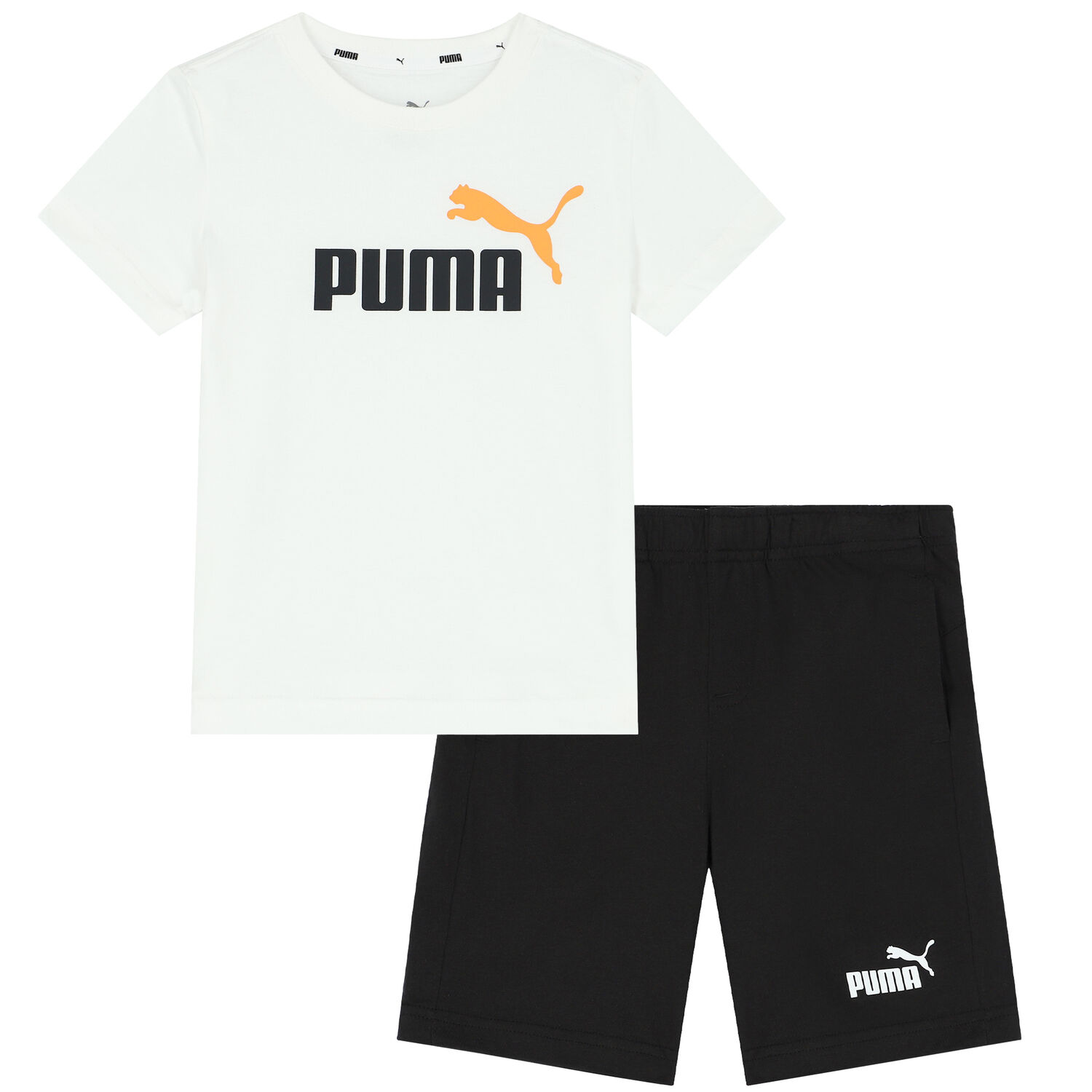 Boys White & Black Logo Shorts Set, 7, hi-res