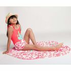 Girls Pink & White Round Towel, 1, hi-res