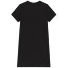 Girls Black Logo T-Shirt Dress, 1, hi-res