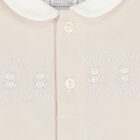 Beige Embroidered Teddy Bear Babygrow, 1, hi-res