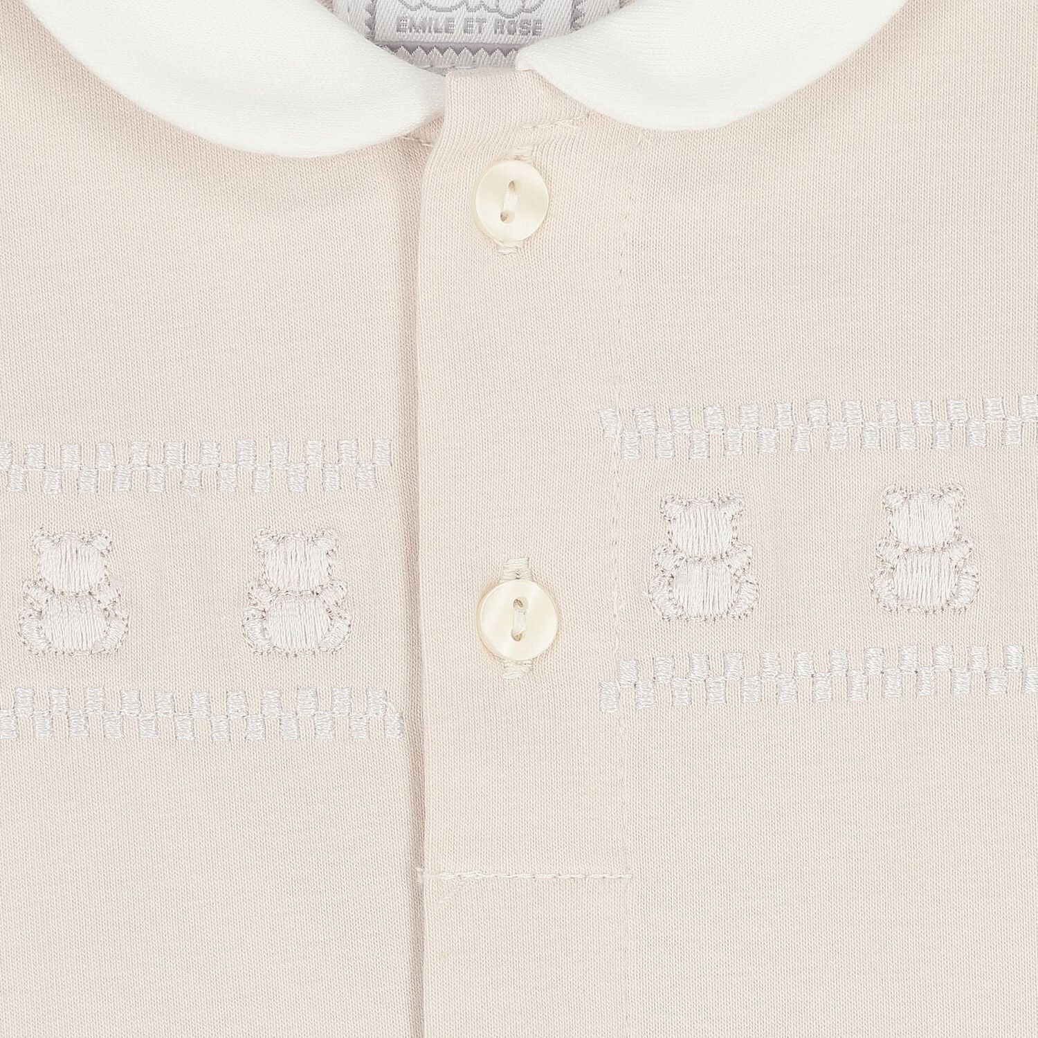 Beige Embroidered Teddy Bear Babygrow, 1, hi-res image number null