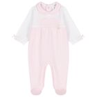 Baby Girls White & Pink Babygrow, 2, hi-res