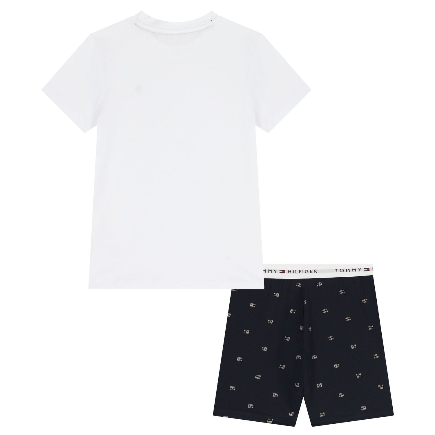 Boys White & Navy Blue Logo Pyjamas, 1, hi-res
