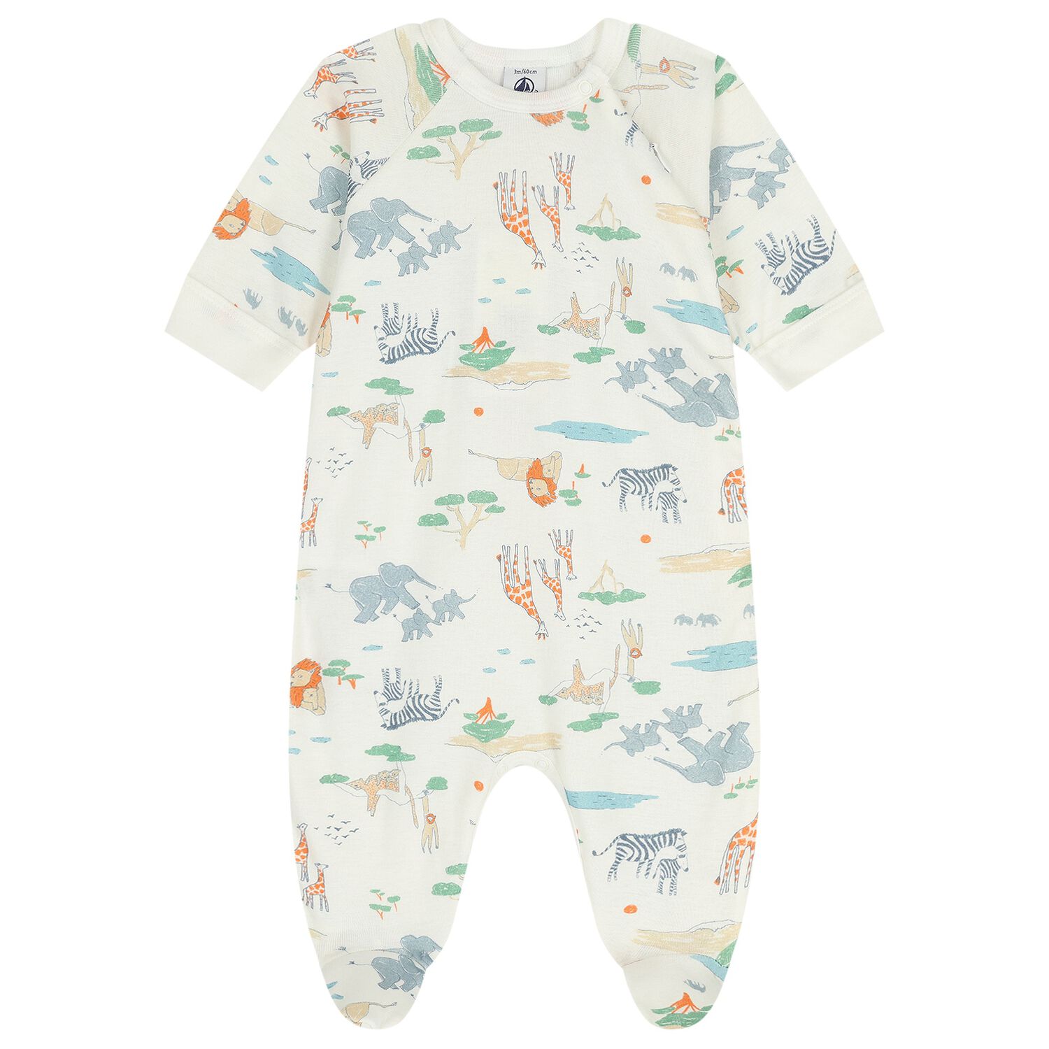 Baby Boys Ivory Safari Animals Babygrow, 1, hi-res