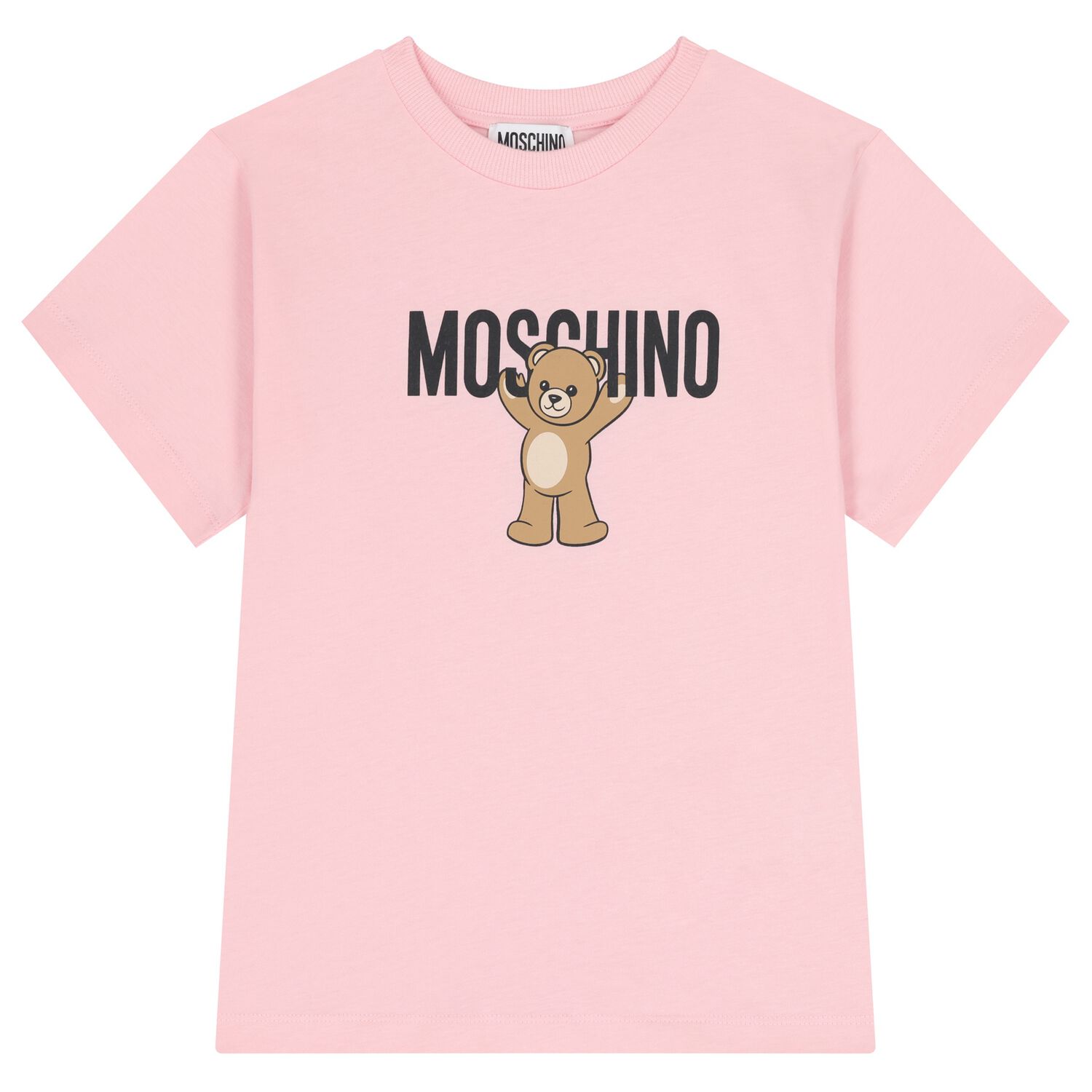 Girls Pink Teddy Bear Logo T-Shirt, 4, hi-res